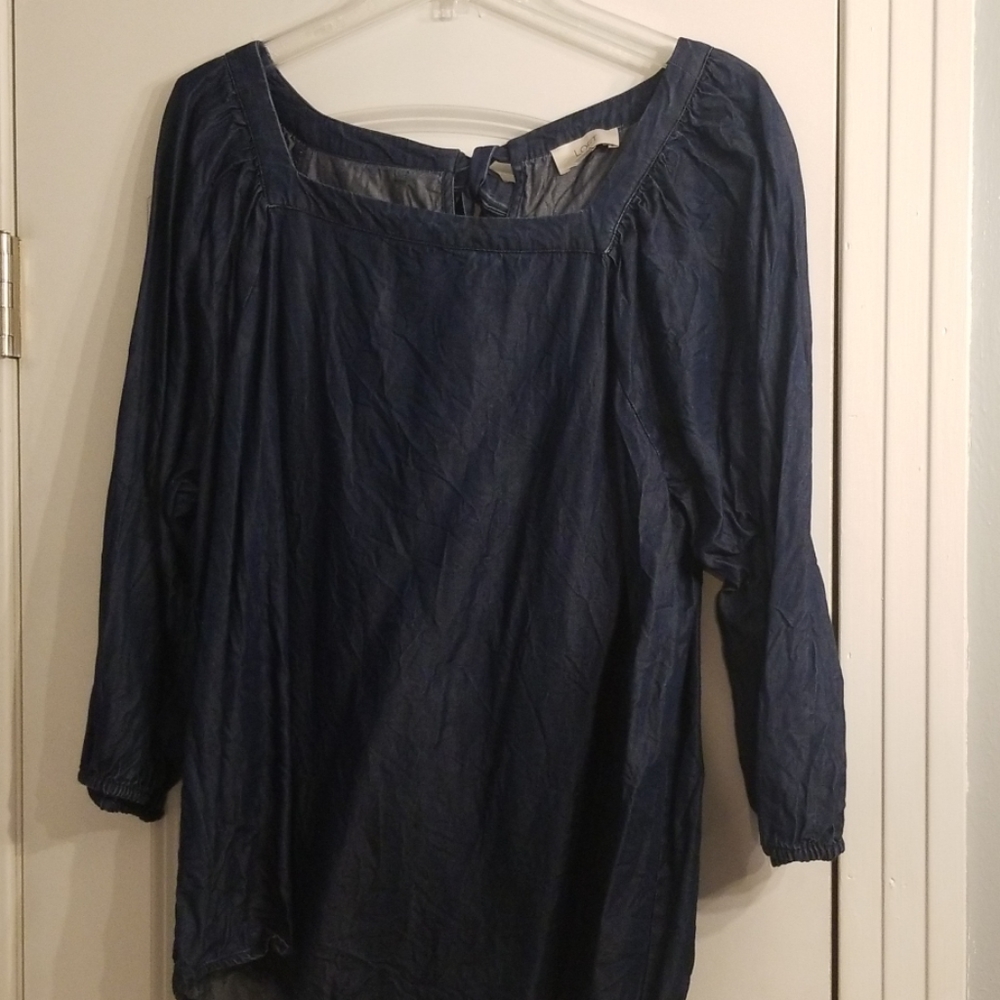 Loft Chambray Tie Back Top